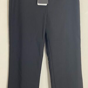 ZARA Pants Womens Size S Black Crop Ruffle Hem Mid Rise Side Zip Stretch Retro